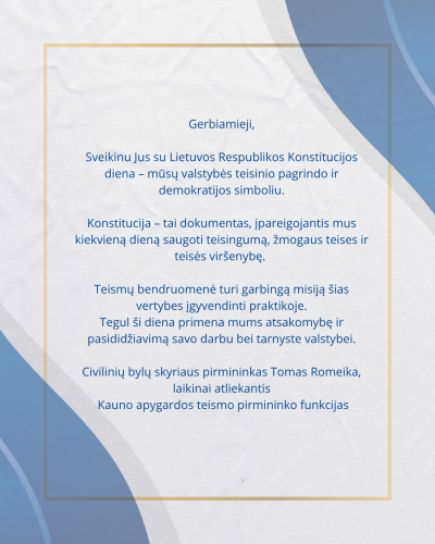 Sveikinimas Konstitucijos dienos proga